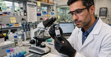 Laboratory researcher preparing a personalised cancer vaccine sample